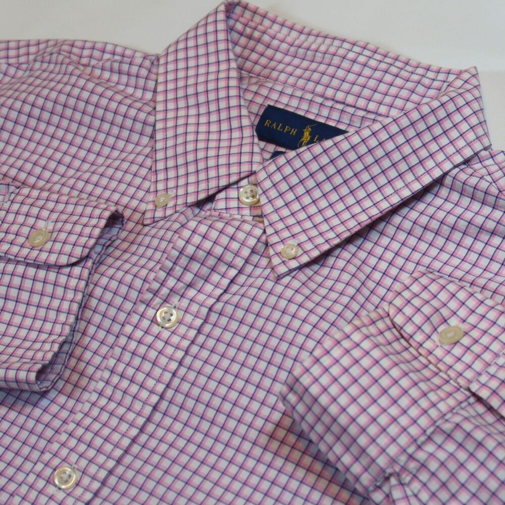 Ralph Lauren Mens Button Up Shirt XL Classic Fit Long Sleeve Buisness Gingham